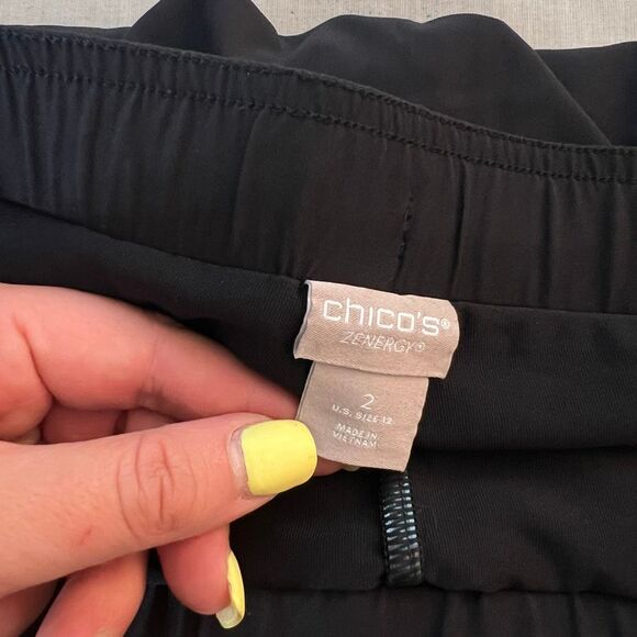 Chico’s Zenergy Black Pull-On Elastic Waist Drawstring Mini Skort Skirt Size L - Picture 6 of 8